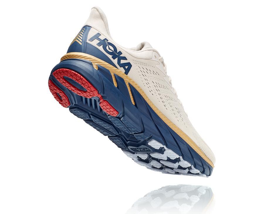 Tenis Hoka One One Masculino Branco/Azuis - Clifton 7 - 147-WQNUZS